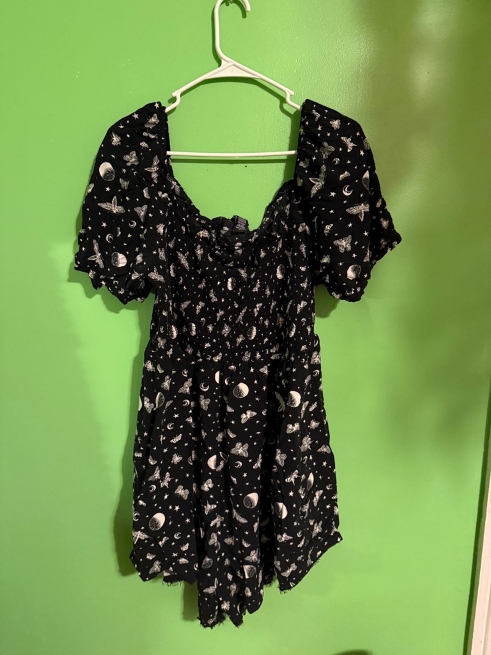 Hot Topic Black Moon & Moth Print Romper